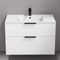 36 Inch Glossy White Bathroom Vanity, Floating, Modern